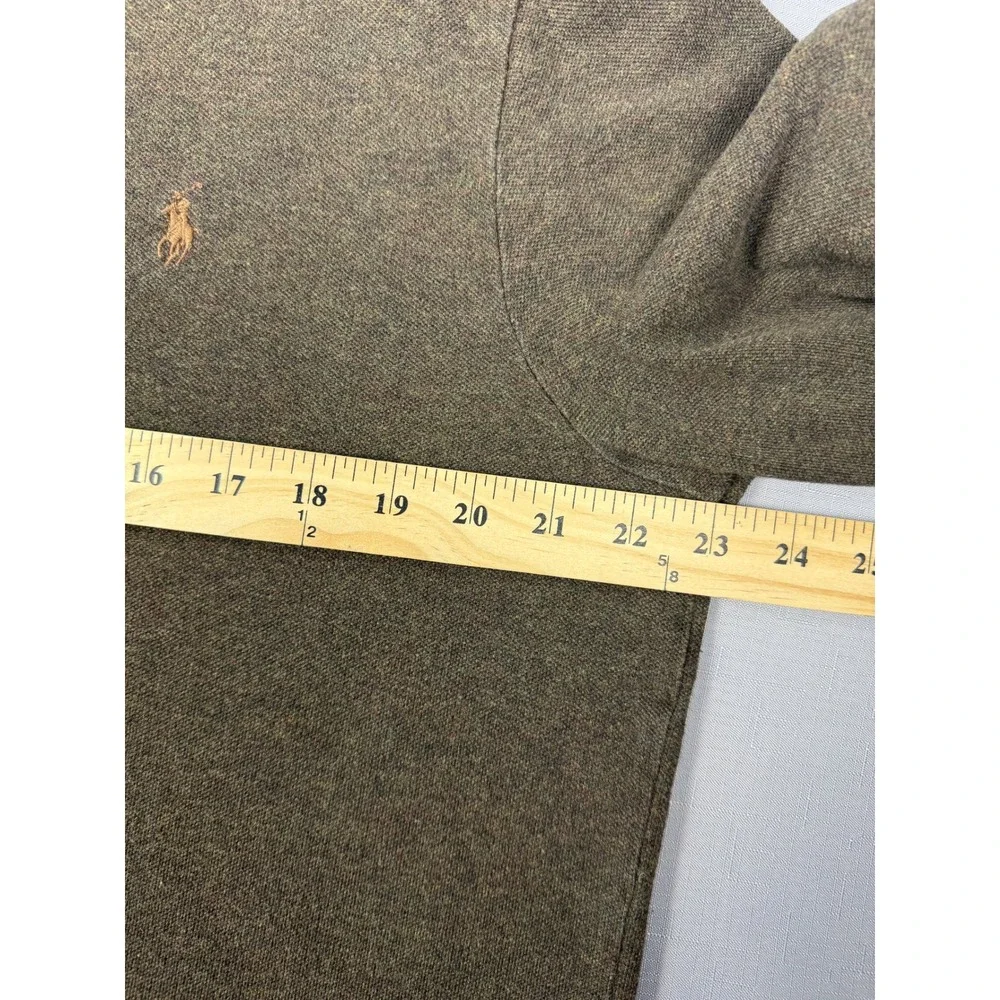 Polo Ralph Lauren Mens XL Brown Long Sleeve Polo Shirt Custom Fit Pony Logo